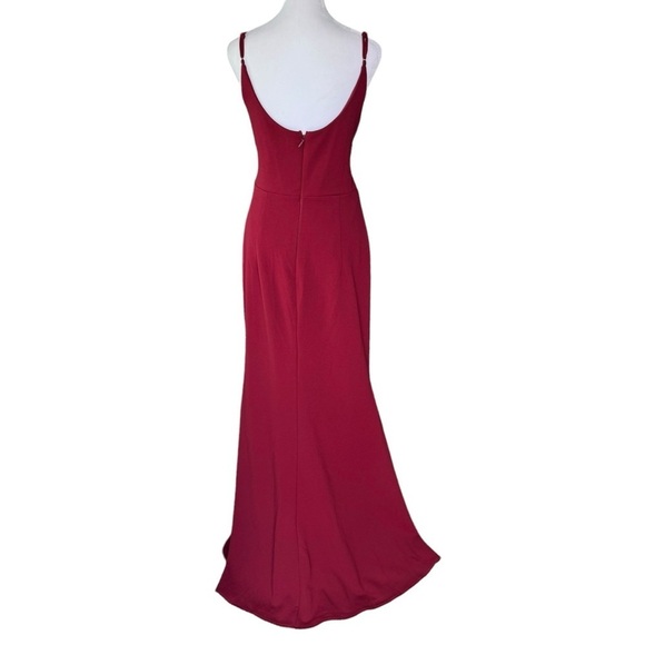 Lulus - Infinite Glory Wine Red Maxi Dress Sz L - Picture 7 of 12